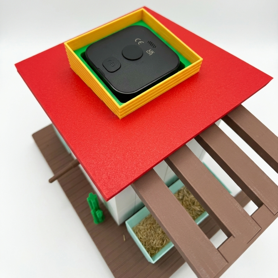 Retro Mid-Century Birdhouse with Built-In Feeder & Blink Camera Mount